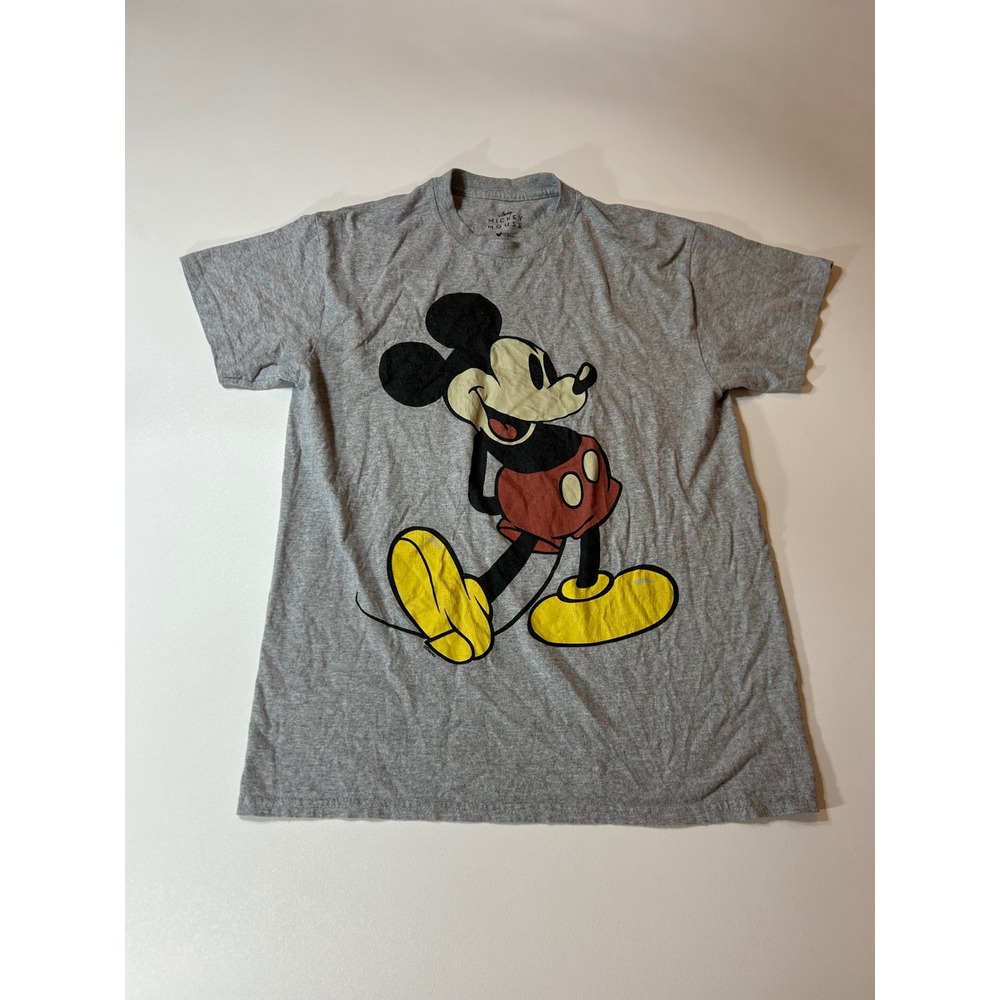 Disney Mickey Mouse T-Shirt Men's Medium Gray Graphic Short Sleeve Crew Neck